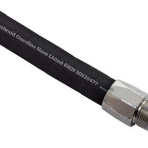 1” Wirebraid Black Hose with 1'' NPT M Chrome Plated Brass Fixed Couplings | 12 feet