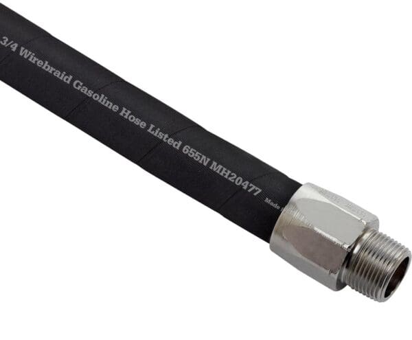 1” Wirebraid Black Hose with 1'' NPT M Chrome Plated Brass Fixed Couplings | 50 feet